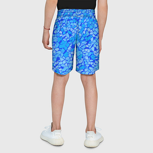 Детские шорты Голубые плитки на синем фоне / 3D-принт – фото 4