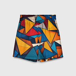 Шорты детские Разноцветные треугольники, цвет: 3D-принт