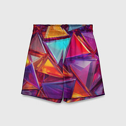 Шорты детские Разноцветные треугольники 2, цвет: 3D-принт