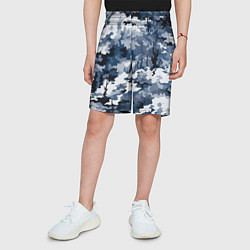 Шорты детские Камуфляж серо синий, цвет: 3D-принт — фото 2