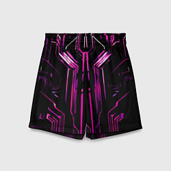 Шорты детские Розовые полосы на чёрном фоне, цвет: 3D-принт