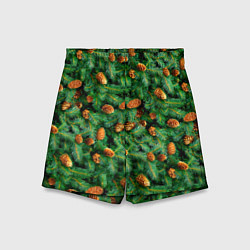 Шорты детские Ёлка зелёная с шишками, цвет: 3D-принт