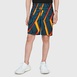 Шорты детские Металлическая броня и оранжевое свечение, цвет: 3D-принт — фото 2