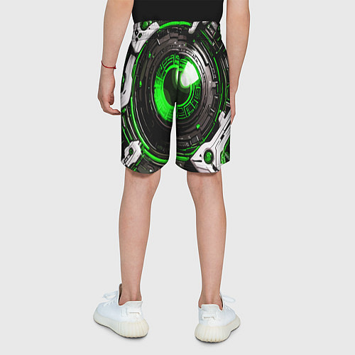 Детские шорты Зелёная сфера киберпанк / 3D-принт – фото 4