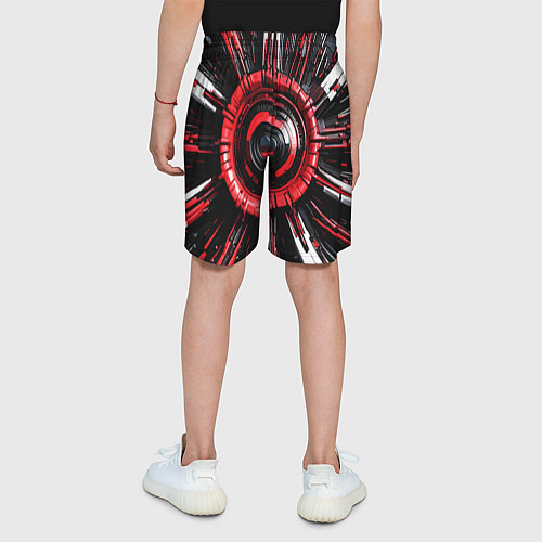 Детские шорты Чёрно-красная сфера киберпанк / 3D-принт – фото 4