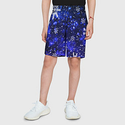Шорты детские Новогодние узорчатые снежинки, цвет: 3D-принт — фото 2