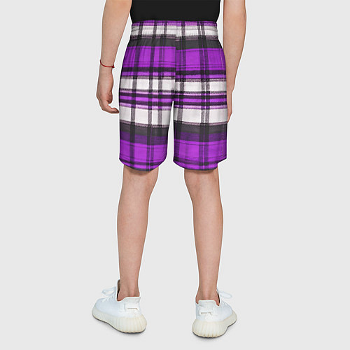 Детские шорты Фиолетово-белая ткань в клетку / 3D-принт – фото 4