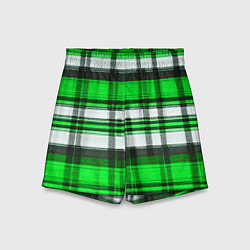Шорты детские Зелёно-белая ткань в клетку, цвет: 3D-принт