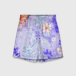 Шорты детские Растения на розовом фоне, цвет: 3D-принт