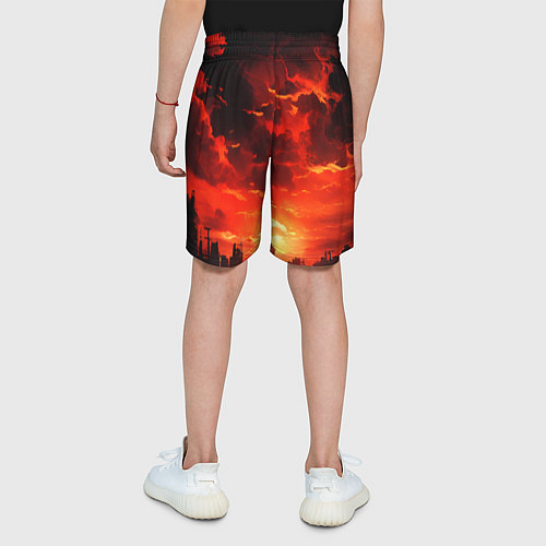 Детские шорты Багровый апокалиптический закат / 3D-принт – фото 4