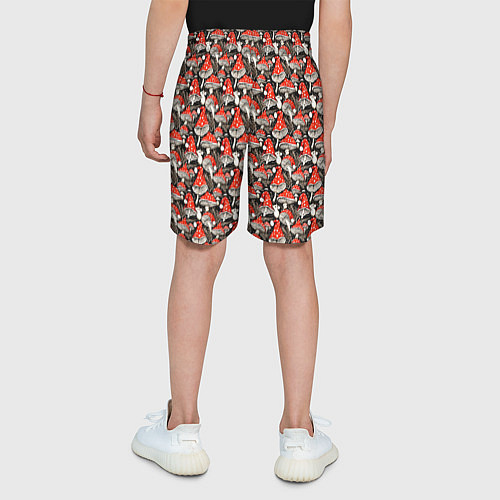 Детские шорты Новогодние мухоморы колпаки / 3D-принт – фото 4