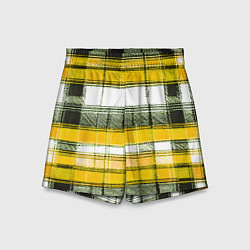 Шорты детские Чёрные полосы на жёлто-белом фоне, цвет: 3D-принт