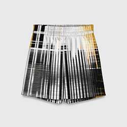 Шорты детские Жёлто-чёрный гранж на белом фоне, цвет: 3D-принт