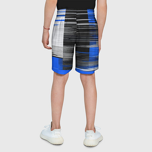 Детские шорты Белые вертикальные полосы на чёрно-синем фоне / 3D-принт – фото 4