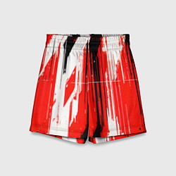 Шорты детские Вертикальные чёрно-белые линии на красном фоне, цвет: 3D-принт