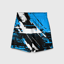 Шорты детские Diagonal black and white stripes on a blue backgro, цвет: 3D-принт