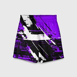 Шорты детские Diagonal black and white stripes on a purple backg, цвет: 3D-принт