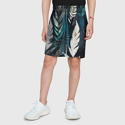 Шорты детские Перья и листья, цвет: 3D-принт — фото 2