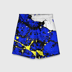 Детские шорты Сине-жёлтая абстракция на белом фоне