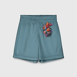 Шорты детские Яркое сердце из кораллов в морском стиле, цвет: 3D-принт
