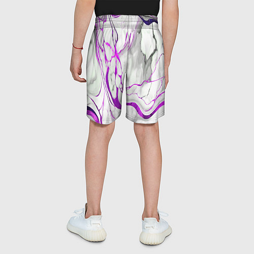 Детские шорты Фиолетово-белый мрамор / 3D-принт – фото 4