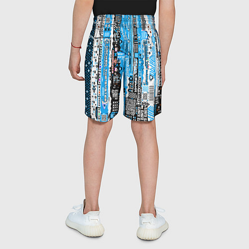 Детские шорты Киберпанк паттерн синий / 3D-принт – фото 4