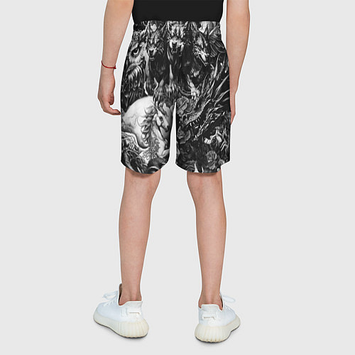 Детские шорты Дракон и другие мифические существа в стиле тату / 3D-принт – фото 4