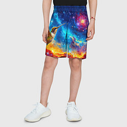 Шорты детские Колибри в космосе, цвет: 3D-принт — фото 2