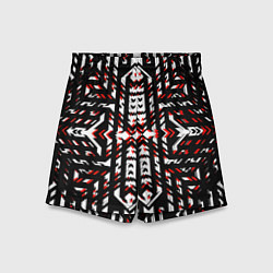 Детские шорты Чёрно-красные диагональные полосы на белом фоне