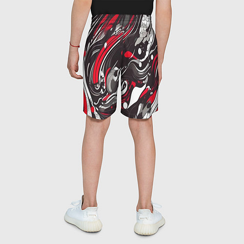 Детские шорты Красно-белые волны / 3D-принт – фото 4