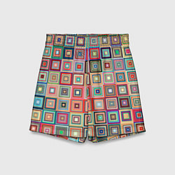 Шорты детские Квадратная мозаика, цвет: 3D-принт