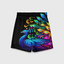 Шорты детские Neon peacock - art, цвет: 3D-принт