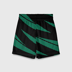 Шорты детские Чёрный с бирюзовым текстура точки и полосы, цвет: 3D-принт