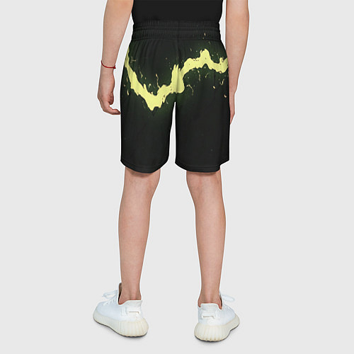 Детские шорты Желтая трещина на черном / 3D-принт – фото 4