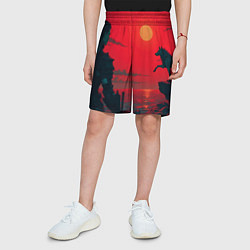 Шорты детские Человек и волк, цвет: 3D-принт — фото 2