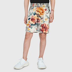 Шорты детские Паттерн с переплетением цветов, цвет: 3D-принт — фото 2