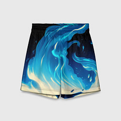 Шорты детские Бело-синее пламя из абстрактных красок, цвет: 3D-принт