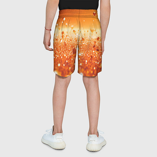 Детские шорты Оранжевые блестящие частицы текстура / 3D-принт – фото 4