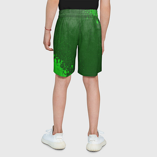 Детские шорты Cyberpunk 2077 - green gradient вертикально / 3D-принт – фото 4