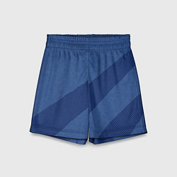 Шорты детские Синий текстурный с полосой, цвет: 3D-принт