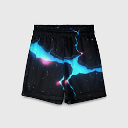 Детские шорты Голубой разлом в черной текстуре