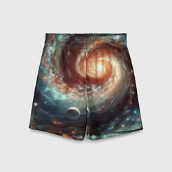 Шорты детские Далёкая неоновая галактика - нейросеть, цвет: 3D-принт