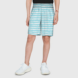Шорты детские Бело-голубой полосатый паттерн, цвет: 3D-принт — фото 2