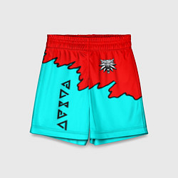 Шорты детские Ведьмак краски логотип, цвет: 3D-принт