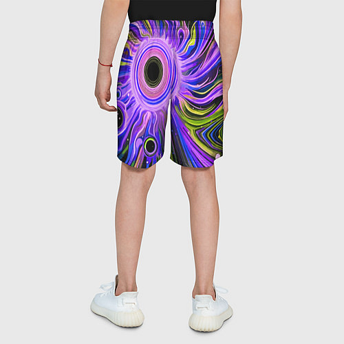 Детские шорты Абстрактный неоновый космос - чёрная дыра / 3D-принт – фото 4
