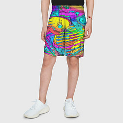 Шорты детские Черепа неоновые краски, цвет: 3D-принт — фото 2