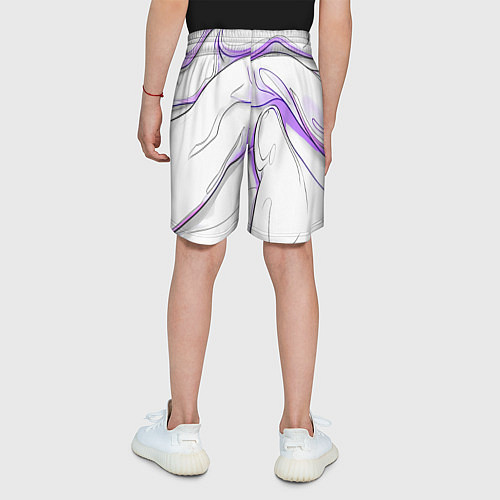 Детские шорты Черные и фиолетовые линии на белом / 3D-принт – фото 4