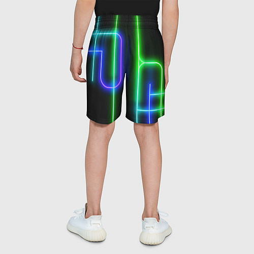 Детские шорты Color blue black green stripe / 3D-принт – фото 4
