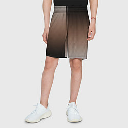 Шорты детские Чёрно-коричневый текстурный градиент пополам, цвет: 3D-принт — фото 2