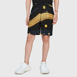 Шорты детские Золотые волны текстура, цвет: 3D-принт — фото 2